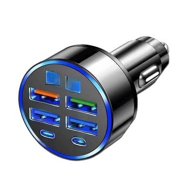 6-Port Fast Charging Car Charger with LED Display