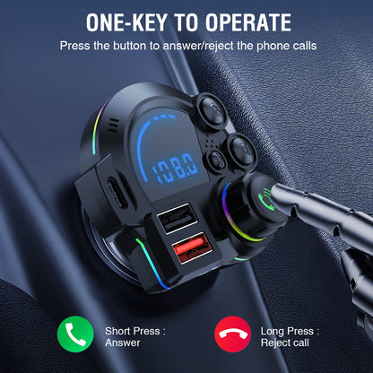 Bluetooth FM Transmitter with Dual Fast Charging & Handsfree Calling