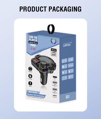 Bluetooth FM Transmitter with Dual Fast Charging & Handsfree Calling