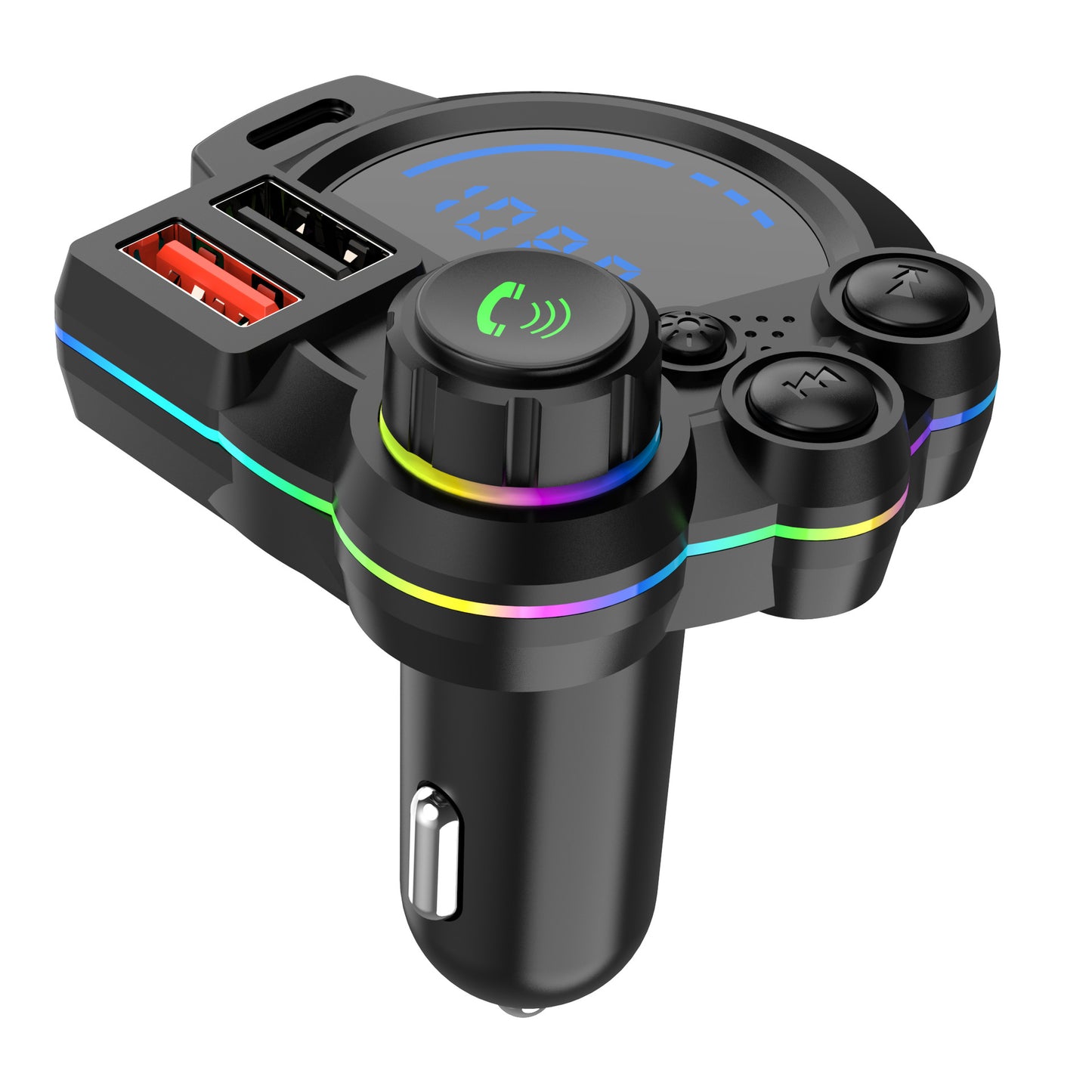 Bluetooth FM Transmitter with Dual Fast Charging & Handsfree Calling
